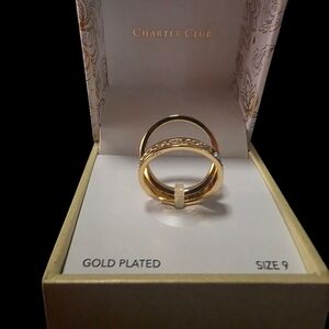 Charter Club Gold Plated Ring with Silver Accents